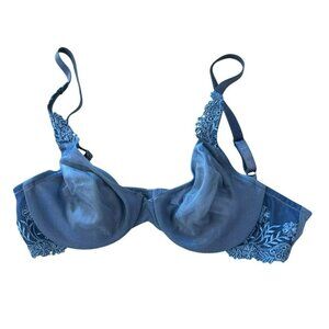 Wacoal Blue 34B Bra Simple Shaping Full Coverage Bra Blue Lace Shimmer 65163